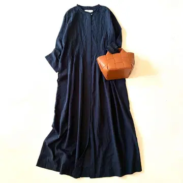 카디앤코 핀턱 인디고 맥시 원피스 인도 면 100%