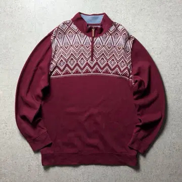 LANDS'END 하프 지퍼 패턴 아메카지 트레디셔널 아웃도어 XL