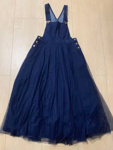 네이비 오버롤 롱 드레스