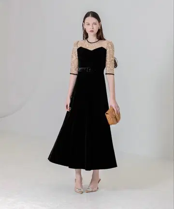 Leja 블랙 골드 롱 드레스