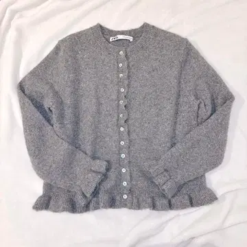 새상품급 ZARA 자라 프릴 니트 가디건 그레이 M