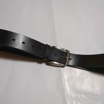 블랙 가죽 벨트 실버 버클