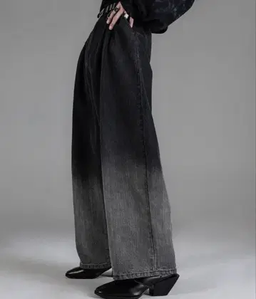 [ ADRER ] 빈티지 메이크 와이드 테이퍼드 데님