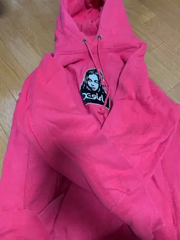 레어 Champion x-girl 핑크 후드티 S 사이즈