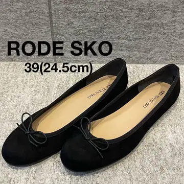 컨디션 최상 RODE SKO 블랙 새틴 플레인 발레 슈즈 리본 포함 39