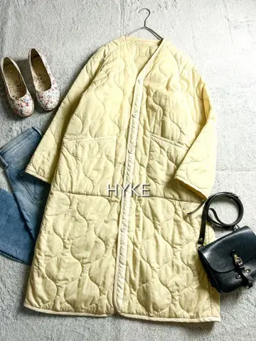 [ HYKE ] 하이크 퀼팅 라이너 코트 노카라 1 아이보리