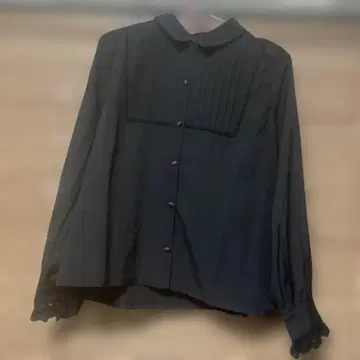 블랙 음표 긴팔 셔츠 플리츠 포함