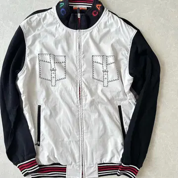프린트 나일론 지퍼 블루종 화이트 4 구제 의류 남성용
