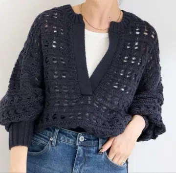 B.C STOCK 메쉬 스키퍼 니트 네이비