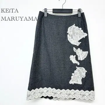 케이타무라야마 스커트 자수 레이스 모 100% 그레이 일본제