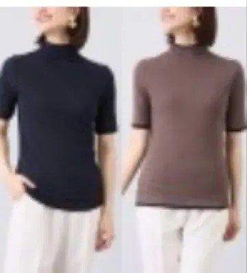 천사의 면 쉬폰 모크넥 리버서블 5부 소매 풀오버