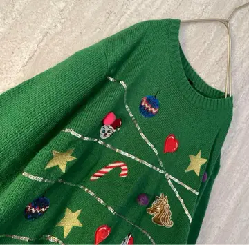 빈티지 니트 자수 하트 고양이 스팽글 레트로 그린 빨간색