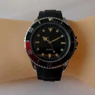 커스텀 제품 기계식과 같은 쿼츠로 환장 다이버즈풍 워치 블랙 레드 베젤
