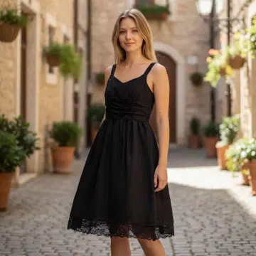 [당일 배송] 루주르 블랙 슬리브리스 무릎 기장 원피스 38