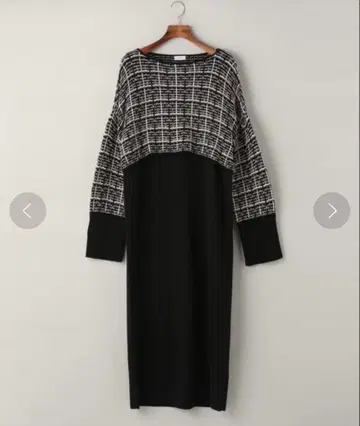 apart by 트위드 니트 2P 원피스 블랙 프리 사이즈