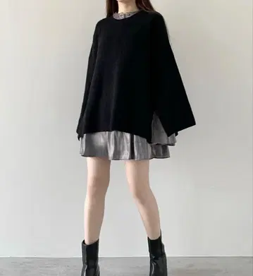 릴리안 캐럿 디자인 니트 & 오버 블라우스