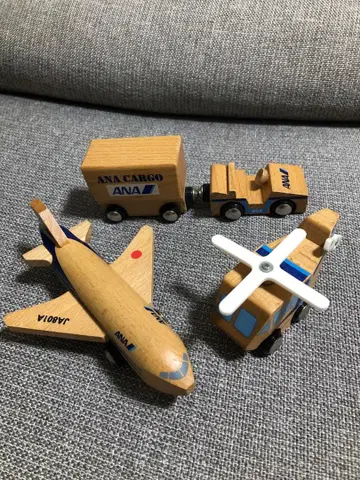 ANA 나무 완구 세트 비행기 작업용 자동차 미니카 ANA