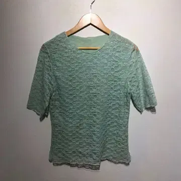 레이스 반팔 상의 민트 그린 M 사이즈