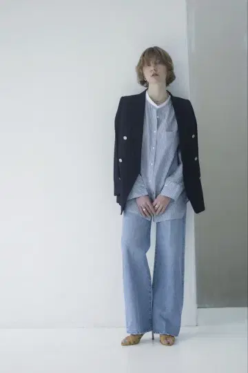 네이비 더블 브레스트 테일러드 자켓