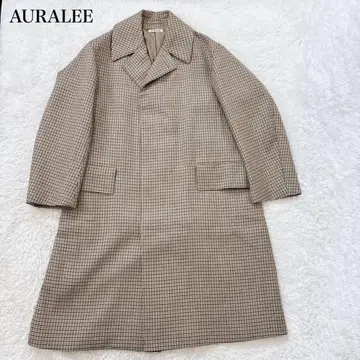 컨디션 최상 오라리 더블 페이스 체크 롱 코트 17AW 사이토 아스카 M