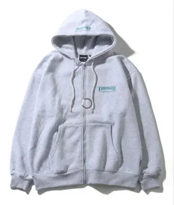 THRASHER 풀 집업 그레이 후드티
