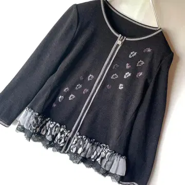 새상품급 이타리야 13호 집업 니트 스웨터 비쥬 스트레치 블랙