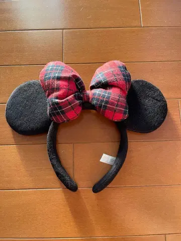 디즈니 미니 빨간색 체크 머리띠