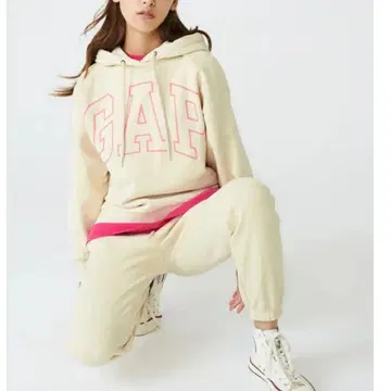 [ 새상품급 ] GAP 맨투맨 셋업 베이지 x 핑크