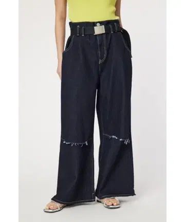 다크 블루 와이드 레그 데님