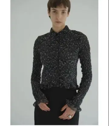 CLANE MIX MESH GATHER SHIRT 블랙