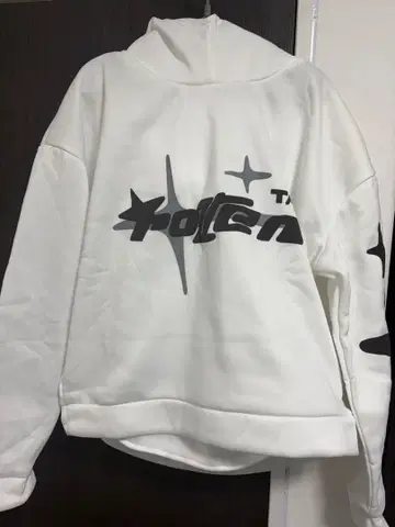 화이트 그래픽 프린트 후드티