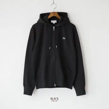 LACOSTE 블랙 집업 후드티 L
