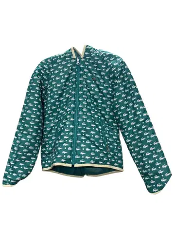 LACOSTE 리버서블 후드 부착 올 패턴 나일론 자켓 그린