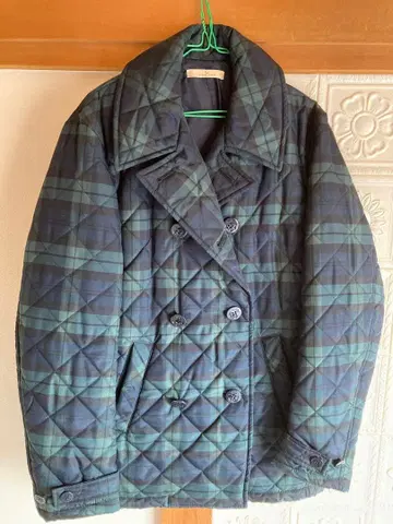 [ 새상품급 ] 네이비와 그린의 체크 무늬 퀼팅 자켓 [ 글로벌 워크 ]