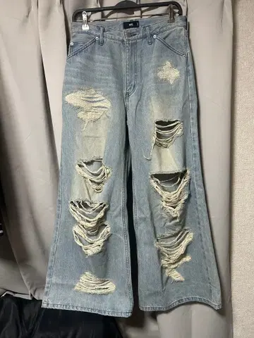 HARE 와이드 데미지 데님 팬츠