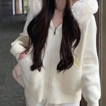 SHEIN 퍼 포함 니트 후드티 M 사이즈