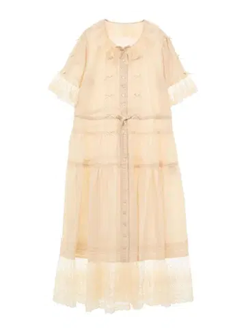 핑크하우스 레이스 플라워 원피스 아이보리 2024년