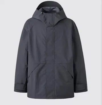 미사용 새상품 UNIQLO U 블록 테크 유틸리티 후드티 다크 그레이 M