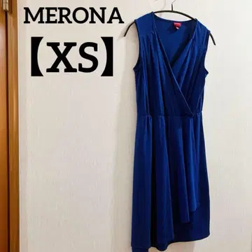 MERONA [ XS ] 블루 슬리브리스 랩 드레스 파랑 원피스