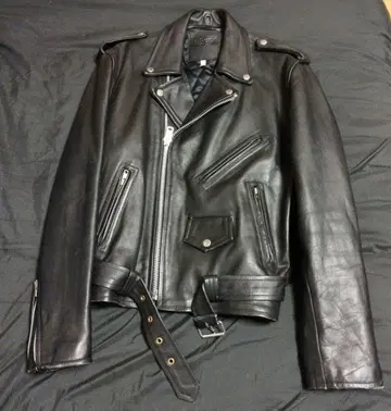 블랙 가죽 더블 라이더 자켓 XL