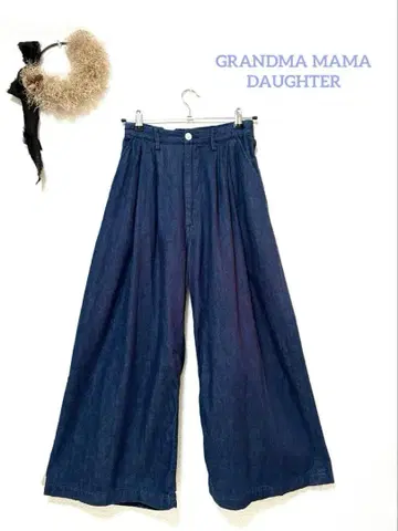 GRANDMA MAMA DAUGHTER 턱 와이드 데님 팬츠