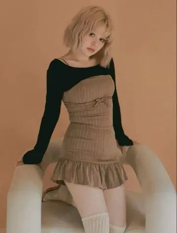 ANDMARY Dany ribbon knit set up beige