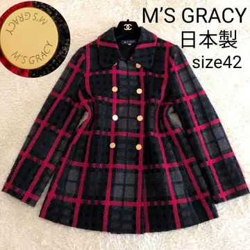 일본제 M'S GRACY 레어 사이즈 42 더블 버튼 코트 골드 버튼 울