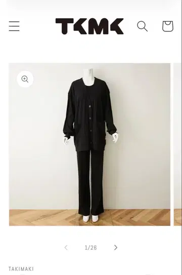 타키자와 마키코 TKMK 라운지웨어 세트 블랙 사이즈 2