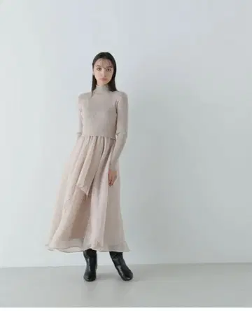 NATURAL BEAUTY BASIC 오간자 도킹 니트 원피스