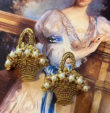 이탈리아제 바스켓형 빈티지풍 귀걸이