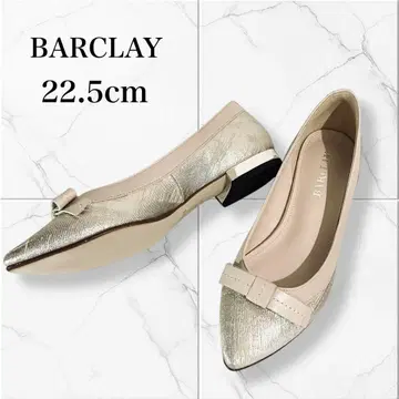 미사용급 버클레이 22.5cm 리본 로우힐 펌프스 포인티드