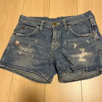 데님 블루 데미지 가공 숏팬츠