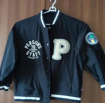 Person's 바시티 자켓 블랙 자수
