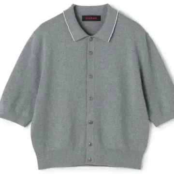 CABaN 코튼 캐시미어 펄 폴로 가디건 그레이